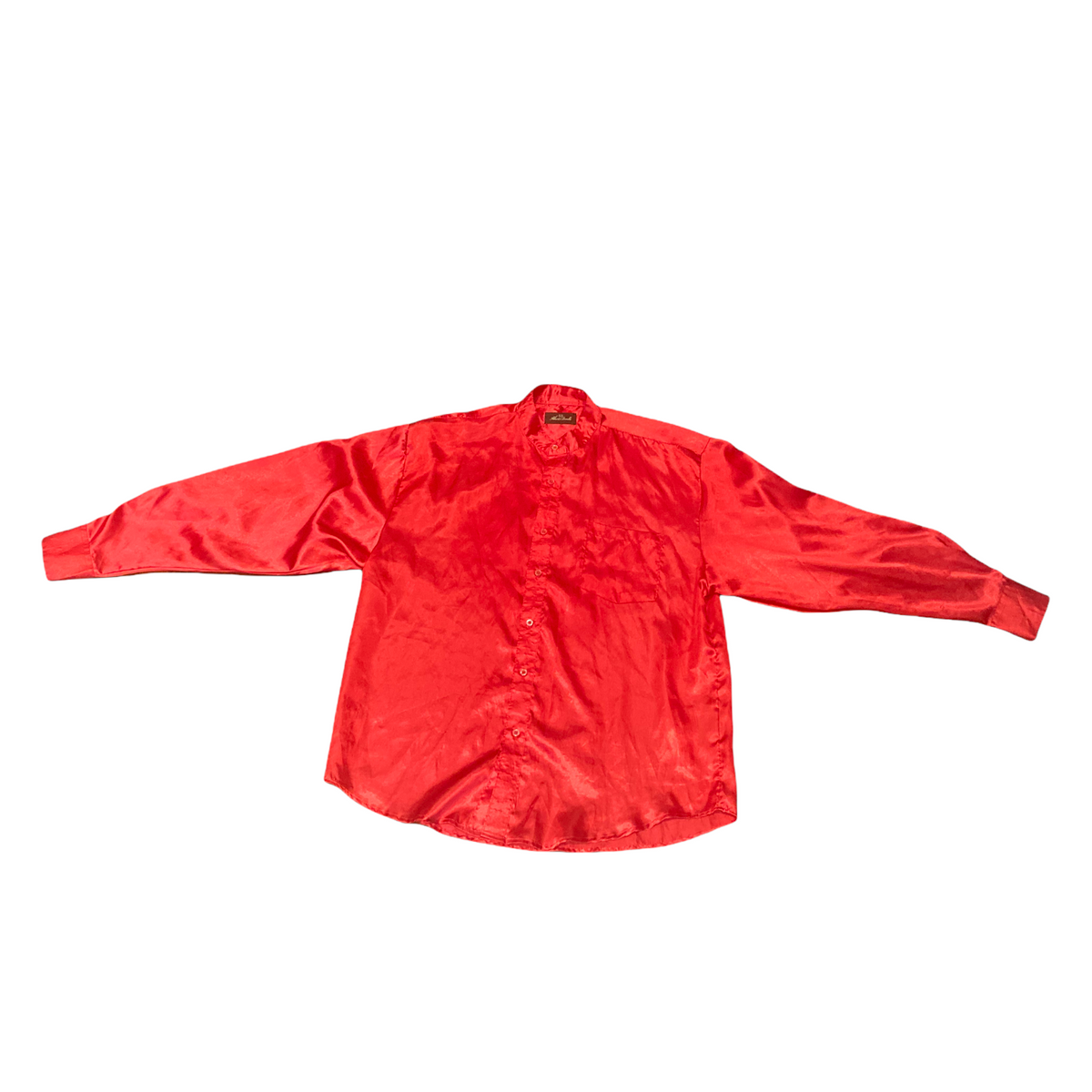 90's Vintage Red Silk Mandarin Band Button Up Shirt – B Smooth Apparel