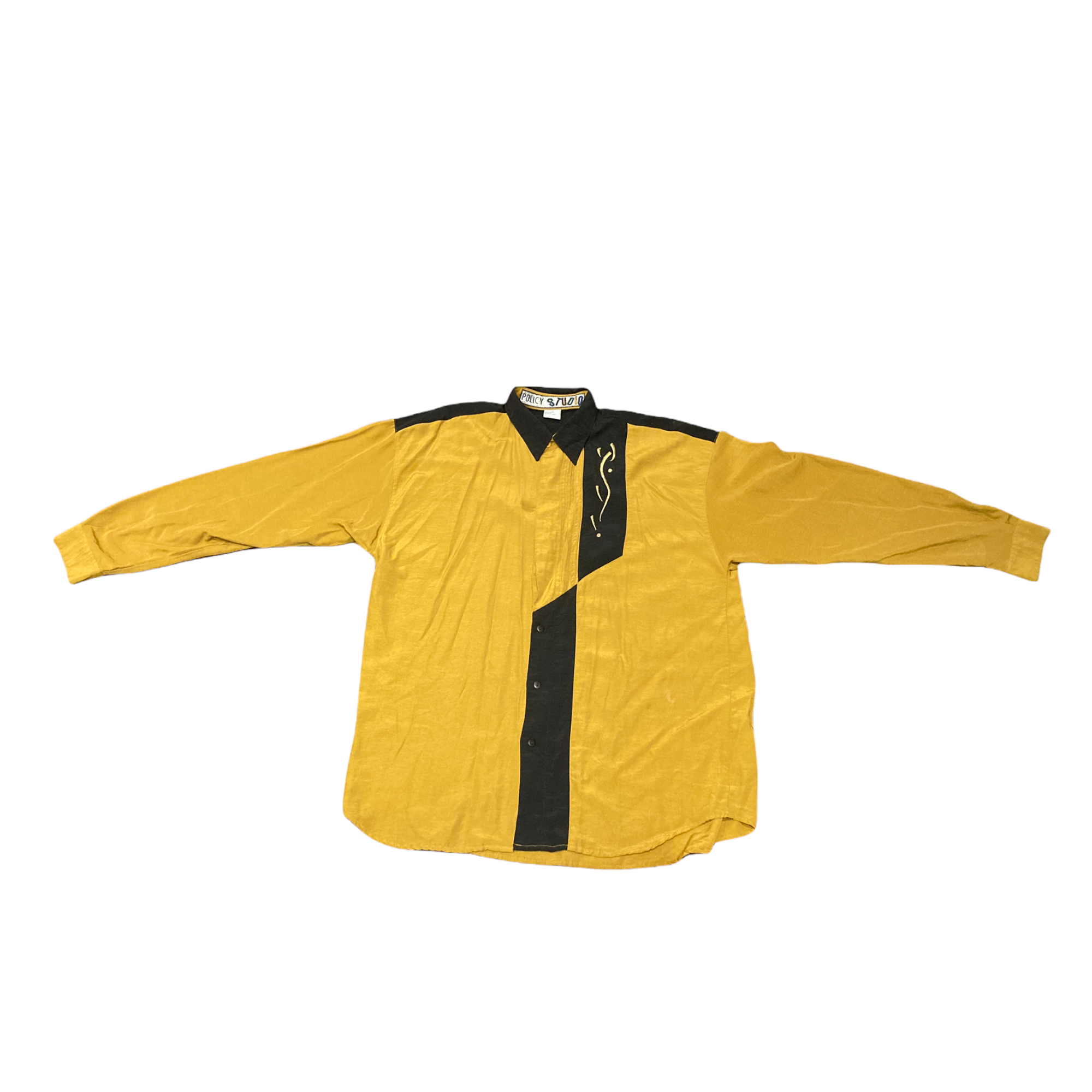 90s Vintage Studio Policy Yellow Ochre Rodeo Button Up Shirt – B